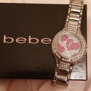 Bebe Rhinestone Hearts Watch